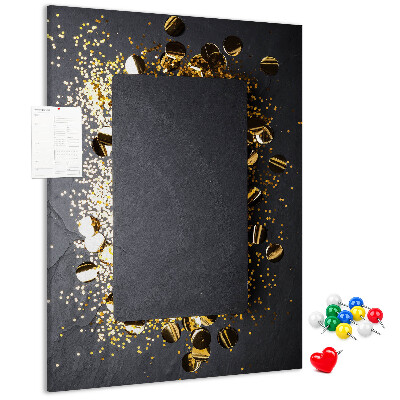 Tableau de liège Des touches d'or et d'argent sur fond noir