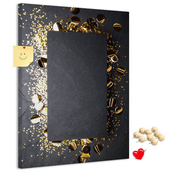 Tableau de liège Des touches d'or et d'argent sur fond noir