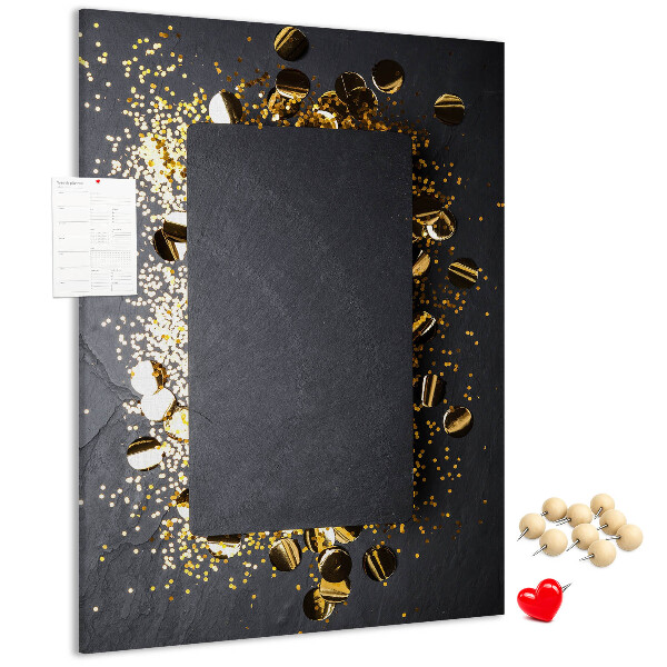 Tableau de liège Des touches d'or et d'argent sur fond noir