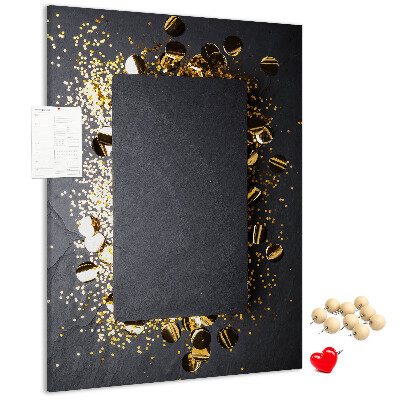 Tableau de liège Des touches d'or et d'argent sur fond noir