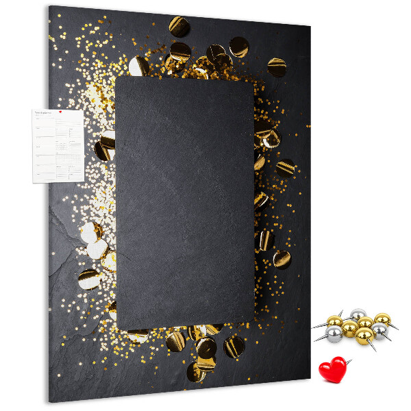 Tableau de liège Des touches d'or et d'argent sur fond noir