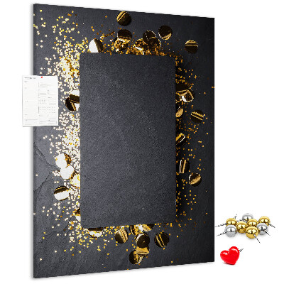 Tableau de liège Des touches d'or et d'argent sur fond noir