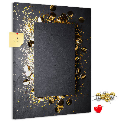Tableau de liège Des touches d'or et d'argent sur fond noir