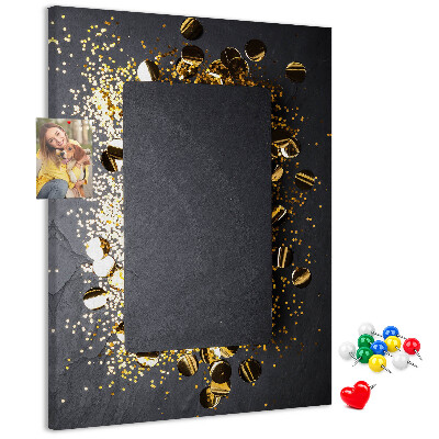 Tableau de liège Des touches d'or et d'argent sur fond noir