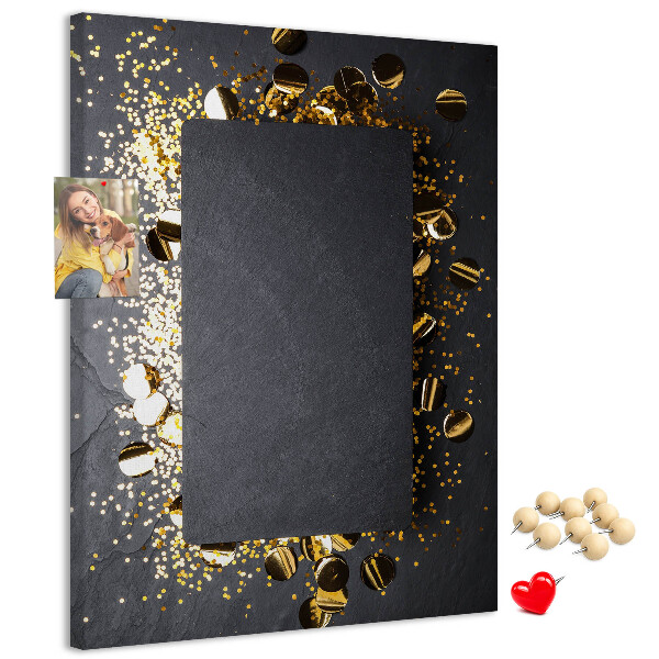 Tableau de liège Des touches d'or et d'argent sur fond noir