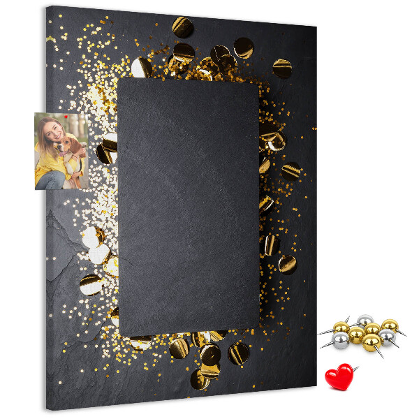Tableau de liège Des touches d'or et d'argent sur fond noir