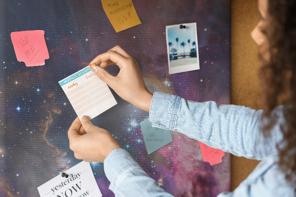 Tableau en liège fantaisie Une nébuleuse cosmique pleine d'étoiles