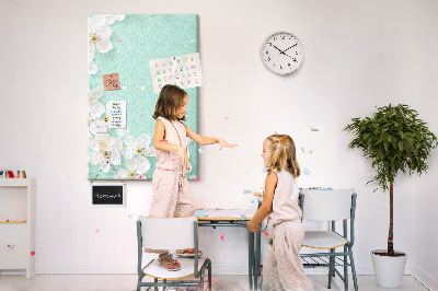 Tableau de liège Motifs floraux sur fond pastel