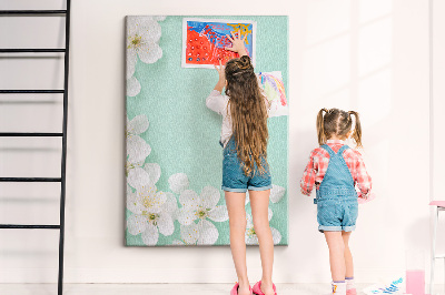 Tableau de liège Motifs floraux sur fond pastel