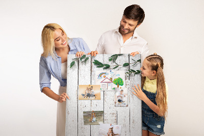 Tableau en liège fantaisie planches rustiques aux branches délicates