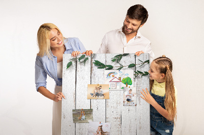 Tableau en liège fantaisie planches rustiques aux branches délicates