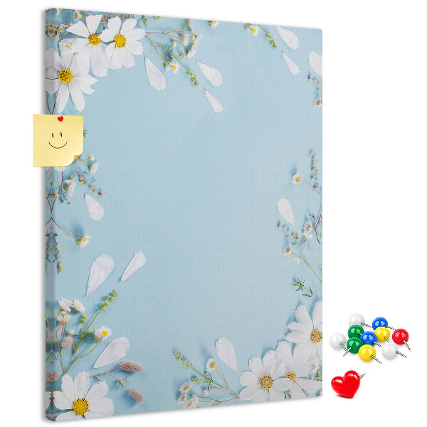 Tableau en liège déco Motif floral sur fond bleu