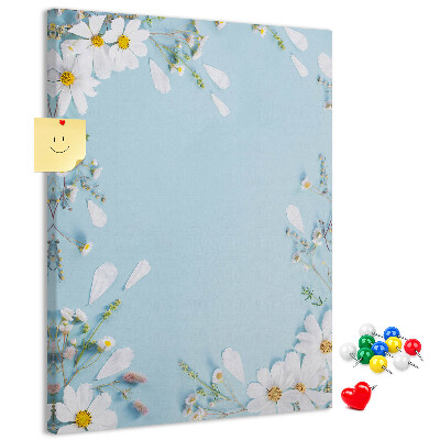 Tableau en liège déco Motif floral sur fond bleu