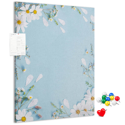 Tableau en liège déco Motif floral sur fond bleu