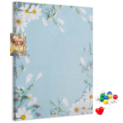 Tableau en liège déco Motif floral sur fond bleu