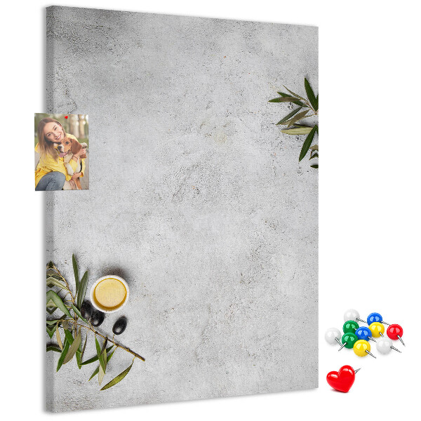 Tableau de liège Fond minimaliste avec une touche d'olive