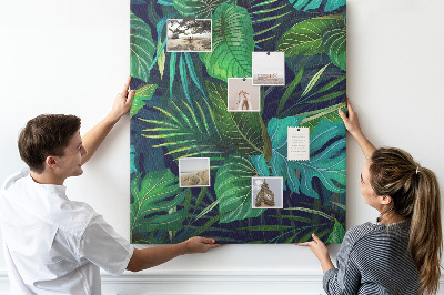Tableau en liège fantaisie Feuilles tropicales sur fond sombre