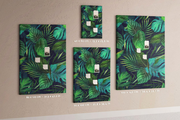 Tableau en liège fantaisie Feuilles tropicales sur fond sombre