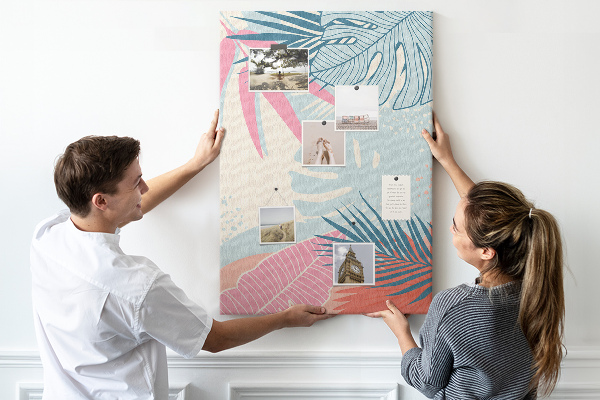 Tableau en liège déco Motif tropical avec des feuilles de palmier
