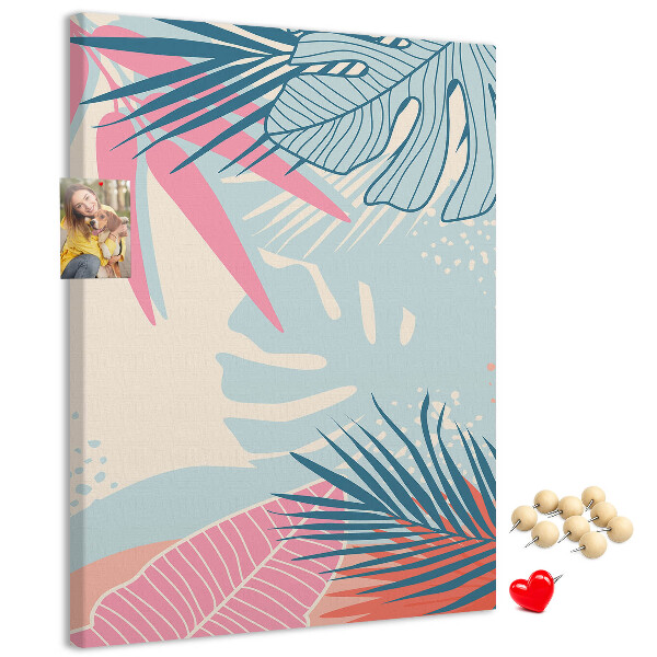 Tableau en liège déco Motif tropical avec des feuilles de palmier