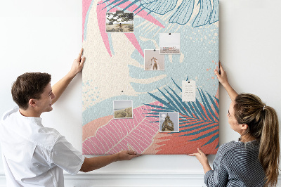 Tableau en liège déco Motif tropical avec des feuilles de palmier