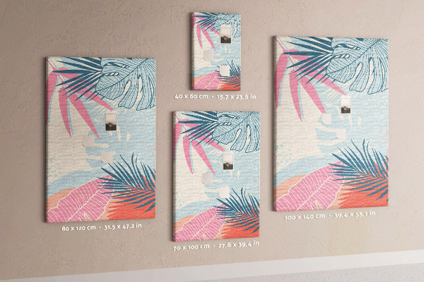 Tableau en liège déco Motif tropical avec des feuilles de palmier