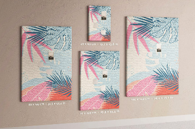 Tableau en liège déco Motif tropical avec des feuilles de palmier