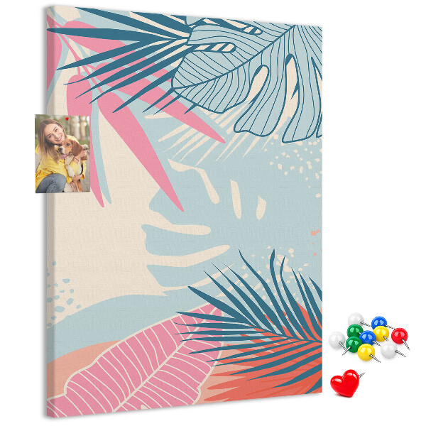 Tableau en liège déco Motif tropical avec des feuilles de palmier