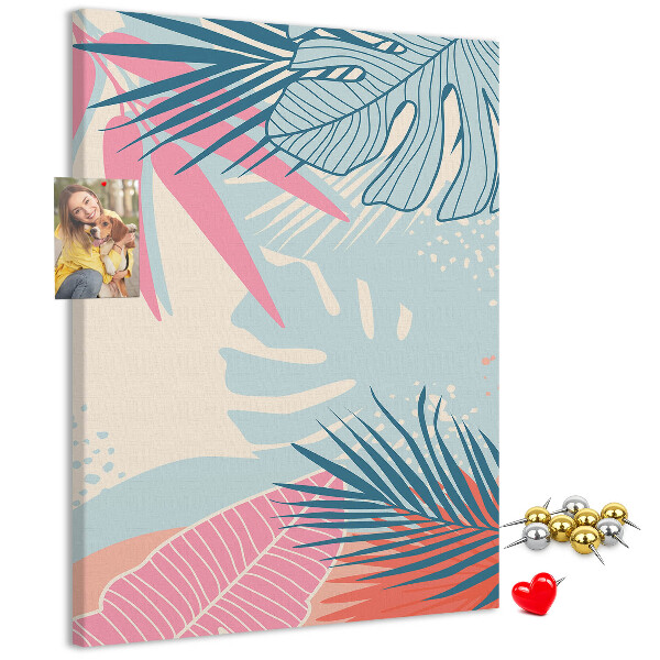 Tableau en liège déco Motif tropical avec des feuilles de palmier
