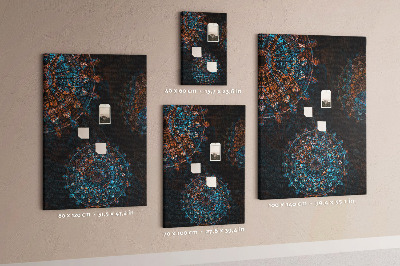 Tableau en liège déco Motifs de mandala complexes sur fond sombre