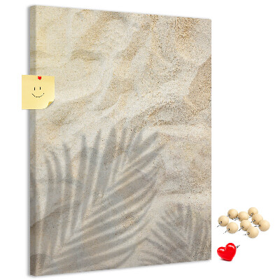 Tableau de liège Sable du désert avec l'ombre délicate d'une feuille