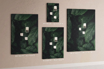 Tableau en liège déco Feuilles vertes sur fond sombre