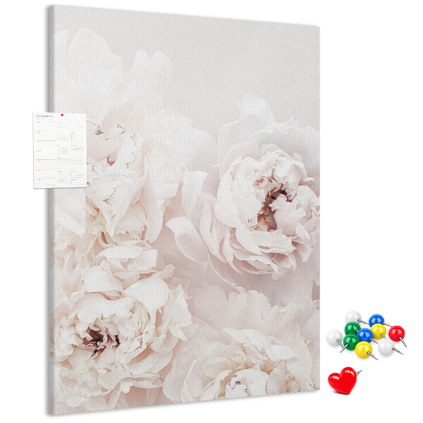 Tableau en liège déco Pivoines délicates dans des tons clairs