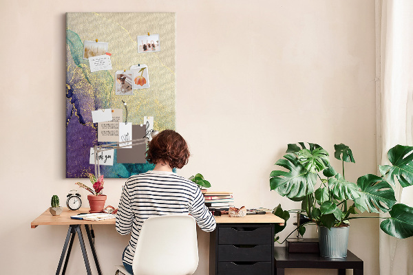 Tableau en liège déco Motif abstrait avec des accents violets