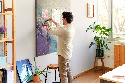 Tableau en liège déco Motif abstrait avec des accents violets