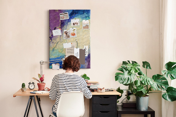 Tableau de liège Motif abstrait dans des tons de bleu