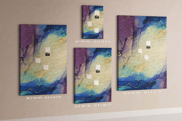 Tableau de liège Motif abstrait dans des tons de bleu