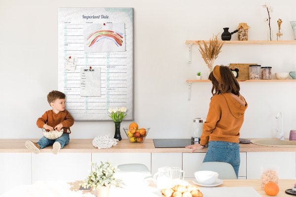 Tableau en liège fantaisie Agenda mensuel avec des touches de couleur