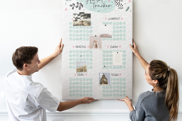 Tableau en liège déco Suivi minimaliste des habitudes