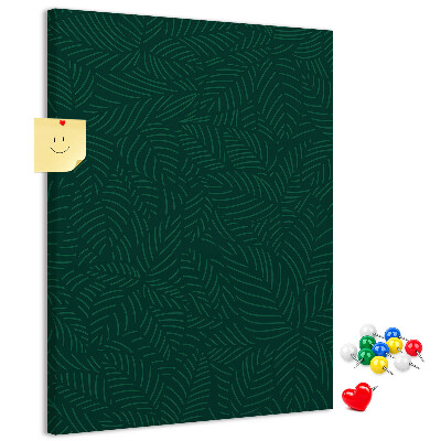 Tableau de liège Fond avec des feuilles sur fond vert foncé