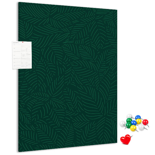 Tableau de liège Fond avec des feuilles sur fond vert foncé