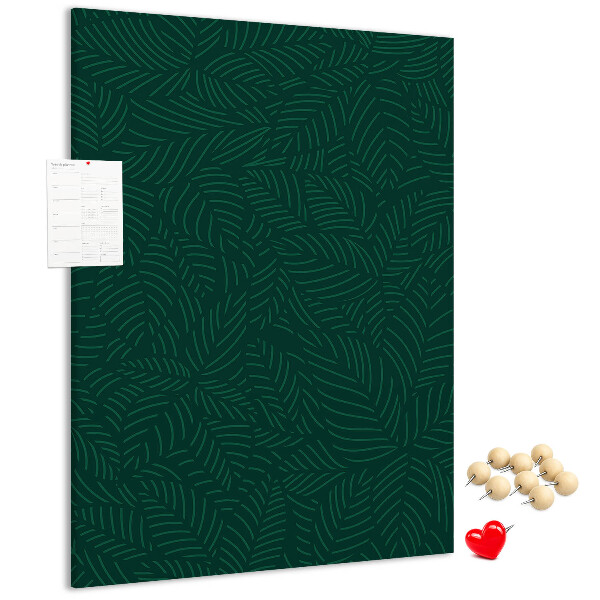 Tableau de liège Fond avec des feuilles sur fond vert foncé