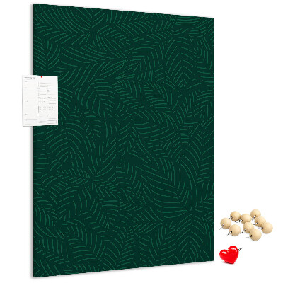 Tableau de liège Fond avec des feuilles sur fond vert foncé