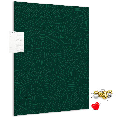 Tableau de liège Fond avec des feuilles sur fond vert foncé