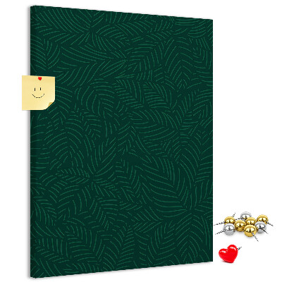 Tableau de liège Fond avec des feuilles sur fond vert foncé