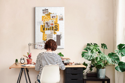 Tableau en liège déco Des ondes positives dans des graphismes stylés
