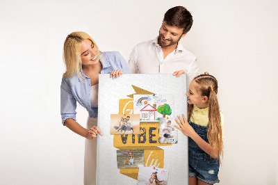 Tableau en liège déco Des ondes positives dans des graphismes stylés