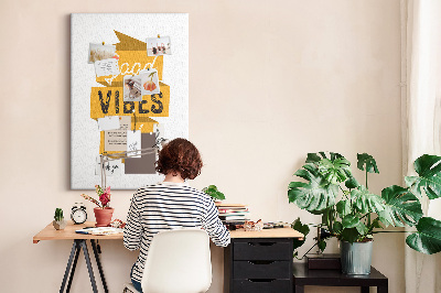 Tableau en liège déco Des ondes positives dans des graphismes stylés