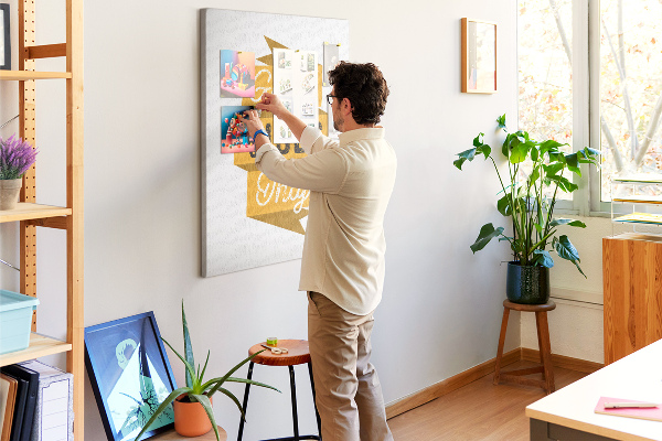 Tableau en liège déco Des ondes positives dans des graphismes stylés