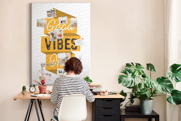 Tableau en liège déco Des ondes positives dans des graphismes stylés